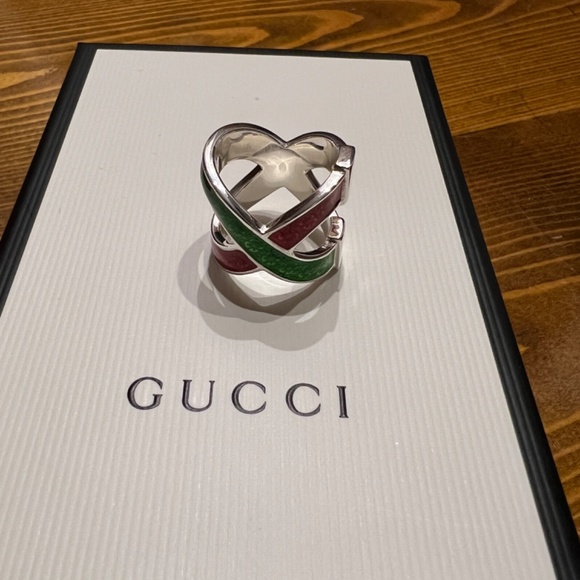 Gucci ring silver red and green sz various unisex - Picture 4 of 4